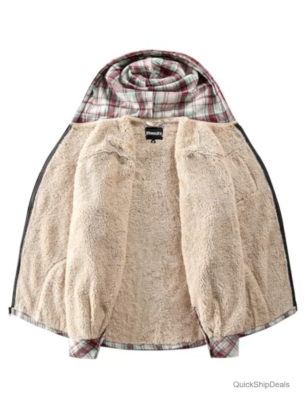 Women's Fleece Flannel Plaid Sherpa Hooded Jacket Full Zip Warm Winter